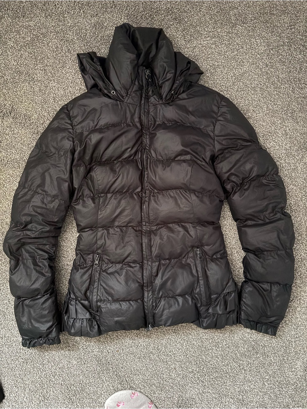 Women's Black Quilted Puffer Jacket with Hood
